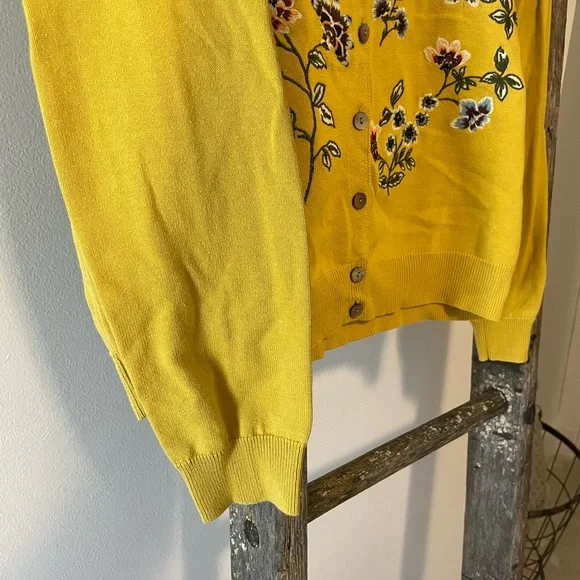 Sundance Mustard Yellow Create Dreams Floral Embroidered Cardigan - Picture 4 of 7